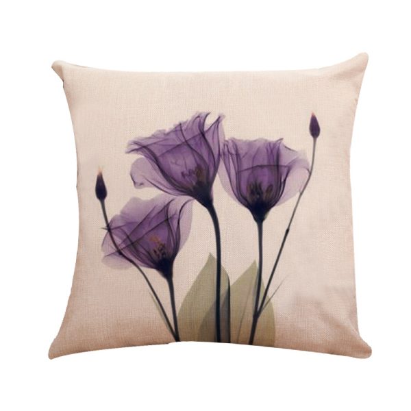 New Modern And Simple Ink Painting Flower Linen Hug Pillowcase Tulip Pillow Cushion Cover Fashionable Home Pillow - Image 3