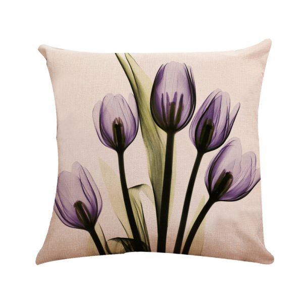 New Modern And Simple Ink Painting Flower Linen Hug Pillowcase Tulip Pillow Cushion Cover Fashionable Home Pillow - Image 11