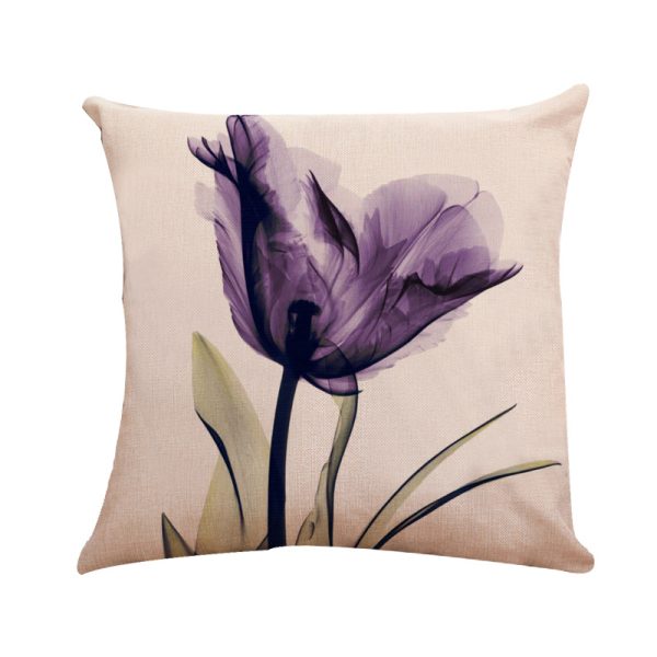 New Modern And Simple Ink Painting Flower Linen Hug Pillowcase Tulip Pillow Cushion Cover Fashionable Home Pillow - Image 6