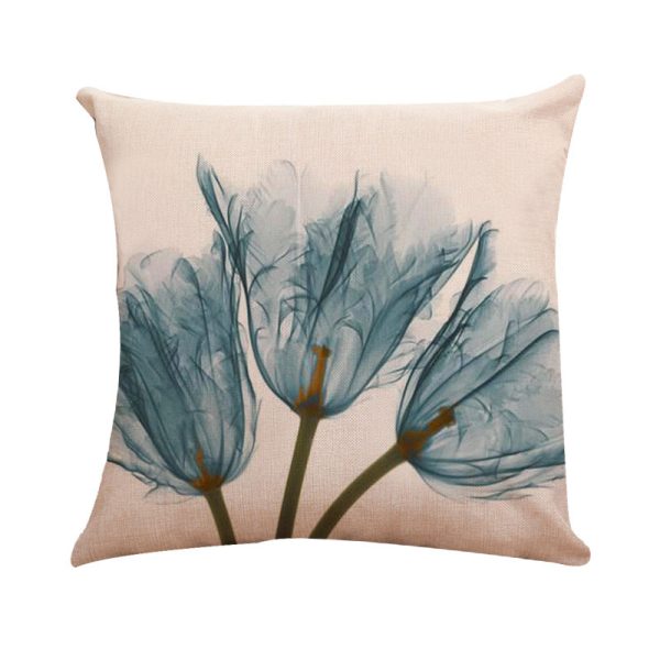 New Modern And Simple Ink Painting Flower Linen Hug Pillowcase Tulip Pillow Cushion Cover Fashionable Home Pillow - Image 7