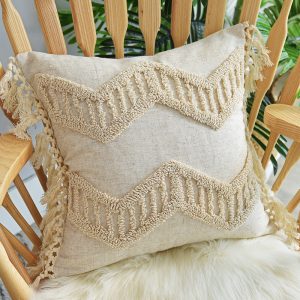 Tufted Pillowcase, Looped Pillowcase, Fringed Long Waist Pillow