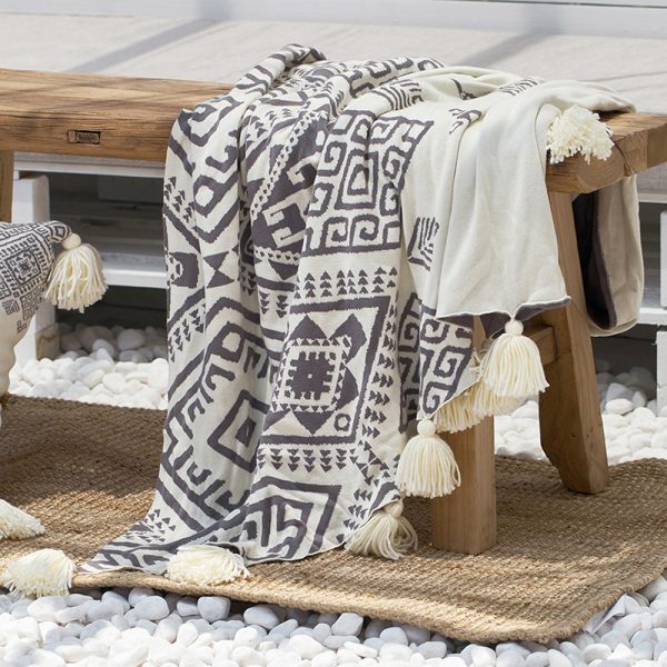 Lawrence New Cotton Tassel Knitted Blanket Home Furnishing Casual Blanket - Image 3