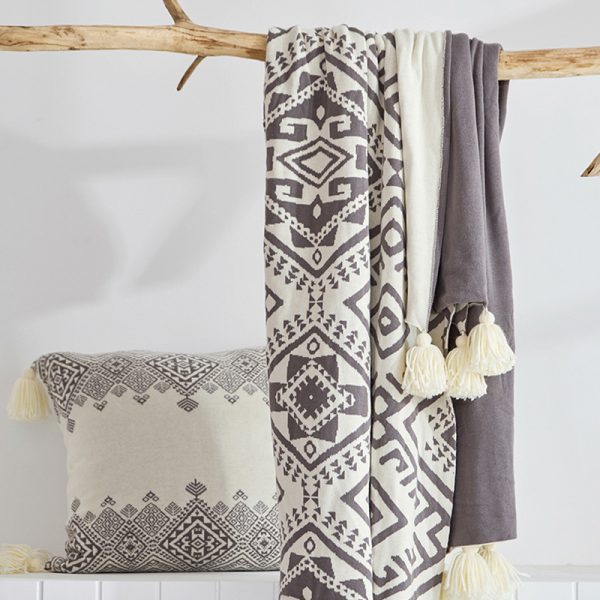 Lawrence New Cotton Tassel Knitted Blanket Home Furnishing Casual Blanket - Image 5