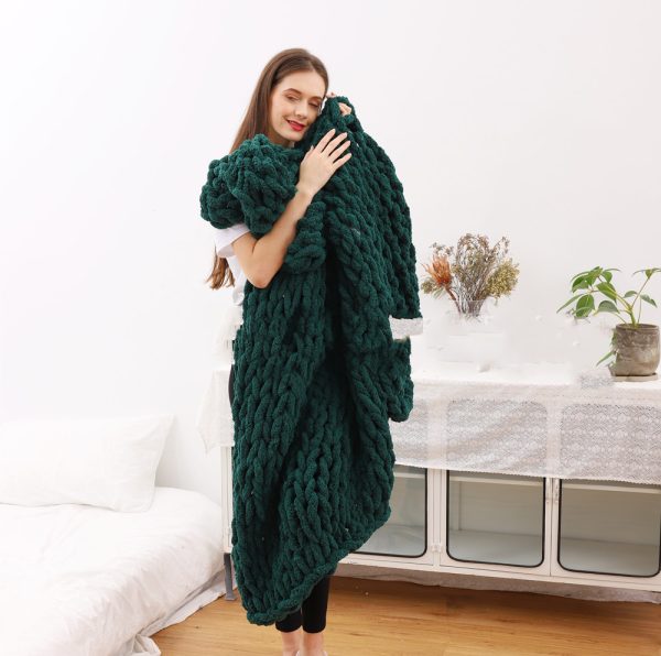 Ins New Handmade Thick Wool Knitted Blanket Chenille Knitted Blanket Wool Blanket Sofa Cover Blanket - Image 3