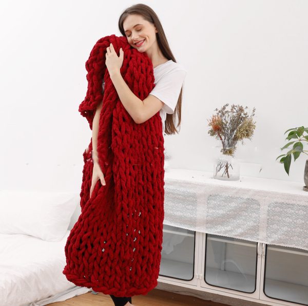 Ins New Handmade Thick Wool Knitted Blanket Chenille Knitted Blanket Wool Blanket Sofa Cover Blanket