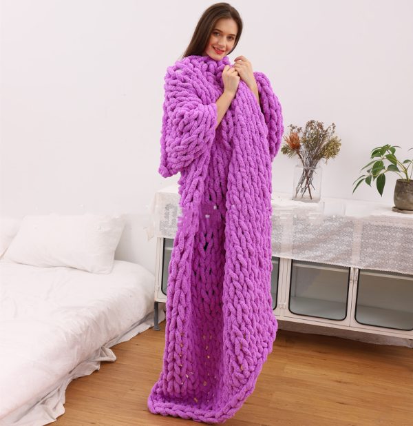 Ins New Handmade Thick Wool Knitted Blanket Chenille Knitted Blanket Wool Blanket Sofa Cover Blanket - Image 2