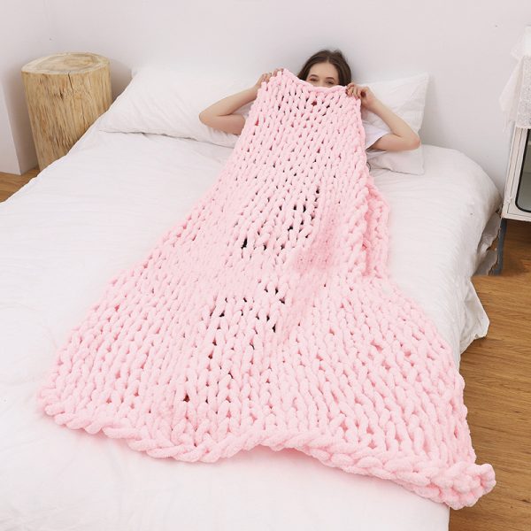 Ins New Handmade Thick Wool Knitted Blanket Chenille Knitted Blanket Wool Blanket Sofa Cover Blanket - Image 4