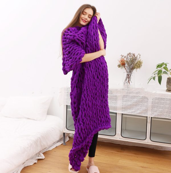 Ins New Handmade Thick Wool Knitted Blanket Chenille Knitted Blanket Wool Blanket Sofa Cover Blanket - Image 5