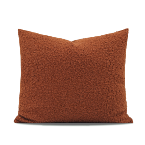 Nordic Warm Caramel Orange Coffee Color Faux Wool Roll Cushion Girl Throw Pillow Model Room Square Pillow