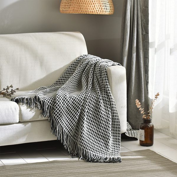 Simple Tassel Woolen Blanket American Hotel Sofa Blanket - Image 2