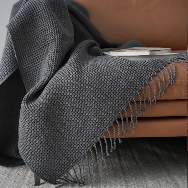 Solid Color Blanket, Sofa, Decorative Blanket Model Room, Dark Gray Blanket And Towel - Image 5