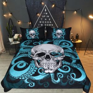 Octopus skull quilt cover three-piece bedding set