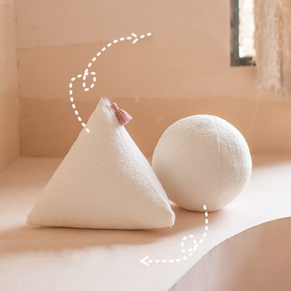 Nordic Style Triangle White Ball Bedside Solid Color Plush Pillow Cushion