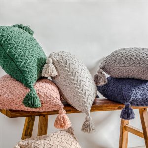 Chenille knitted quilted pillowcase