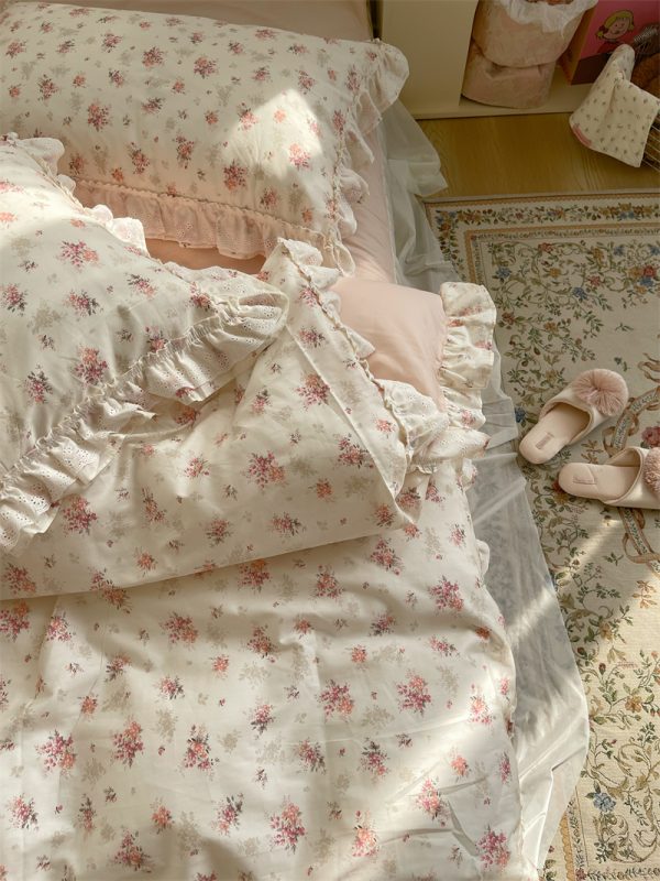 Fragmented Cotton Four Piece Lace Pure Cotton Bed Sheet, Quilt Cover, Bed Skirt, Bedding - Image 9