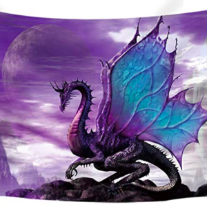 Medieval Fantasy Theme Wall Art Home Decor, Purple Dragon Tapestry Wall Hanging for Bedroom Living Room Dorm