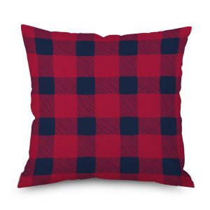 Linen Pillow Cover Plaid Christmas Tree Car