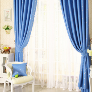 Star print perforated finished curtain