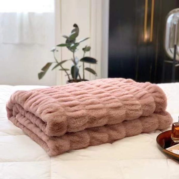 High-grade Faux Fur Fleece Blanket Comfortable Skin-friendly Bubble Rabbit - Image 2