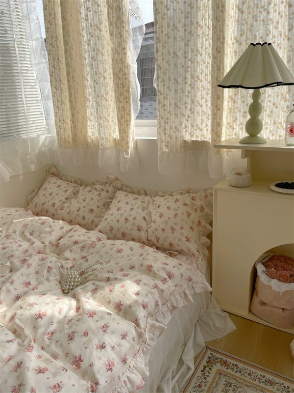 Fragmented Cotton Four Piece Lace Pure Cotton Bed Sheet, Quilt Cover, Bed Skirt, Bedding - Image 4