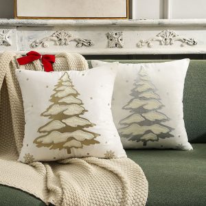 Embroidered Bronzing Christmas Tree Pillowcase