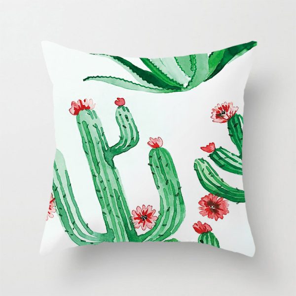 Green Plant Peach Skin Print Linen Pillow Cover - Image 4