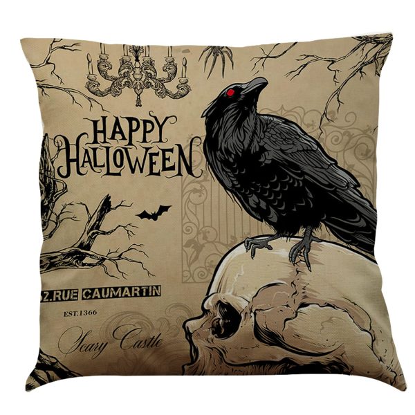 Halloween Cotton Linen Sofa Car Cushion Pillowcase - Image 25