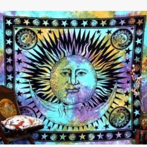 Bedding Outlet Colorful Tapestry Psychedelic Celestial Indian Sun Tapestry Hanging Throw Bohemian Door Curtain 150cm x 165 cm