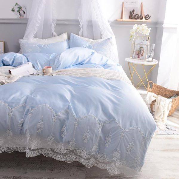 Ice Silk Bed Sheet Quilt Cover Advanced Simple Four-piece Set - Image 7