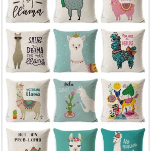 Alpaca Cartoon Pillow Cover Square Cushion