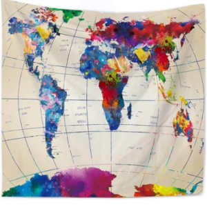 Colorful Meridian Map Tapestry