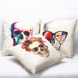 EBay foreign trade hot cool colorful linen sofa pillow pillowcase on skull Home Furnishing wholesale custom