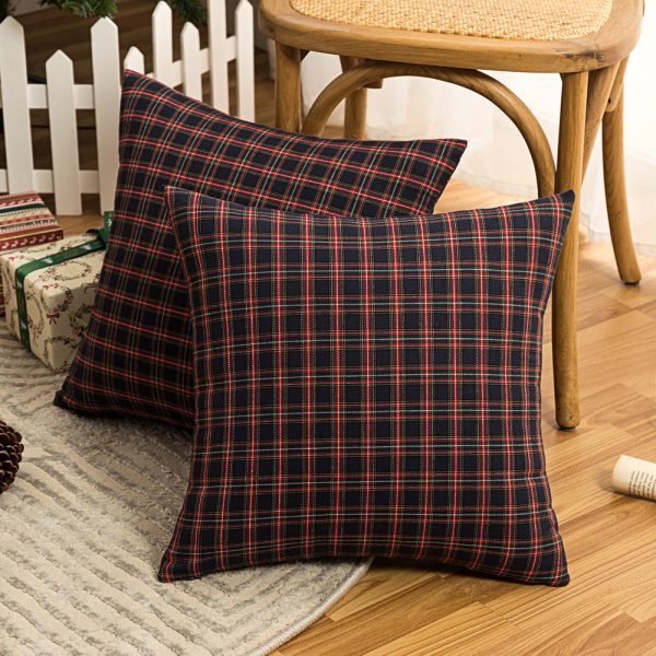 Living Room Christmas Plaid Polyester Cotton Pillowcase - Image 2