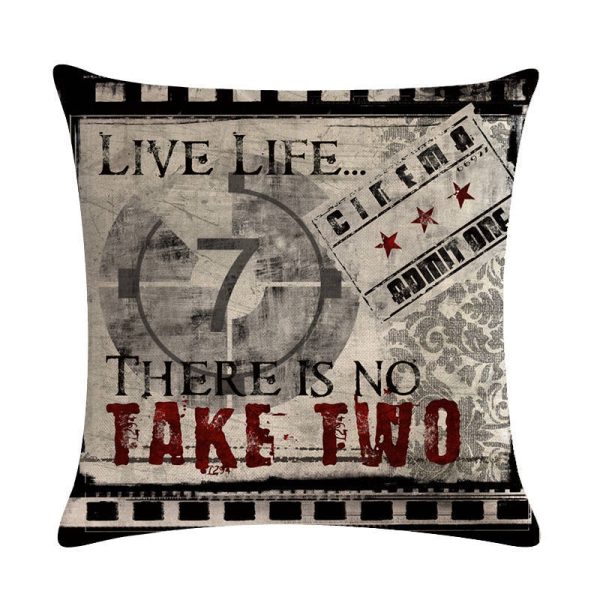 Home Retro Movie Subtitles Sofa Office Linen Pillowcase - Image 6