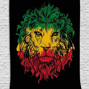 Calico lion headband black background wall hanging suitable for bedroom living room dormitory light green and yellow