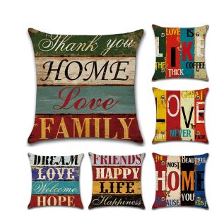 Hand-painted Letters Linen Cotton Linen Pillowcase