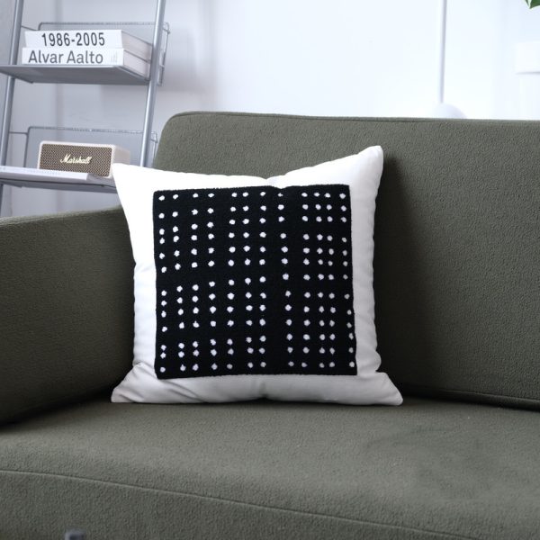 Modern Jane Wave Dot Geometric Black And White Cushion - Image 2