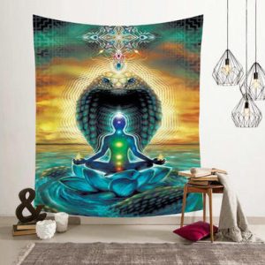 Lotus meditating tapestry