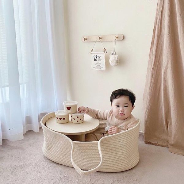 Newborn Cotton Rope Woven Carrying Basket Portable - Image 3