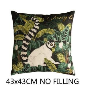 Madagascar, Jungle Animal Cushion Cover in Lush Green