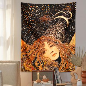 Botanical Celestial Floral Tapestry Hippie Eye Wall Rug