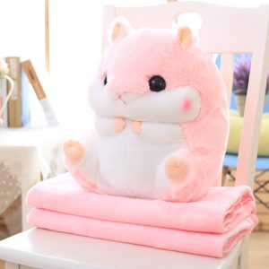 Cute Hamster Pillow Blanket Car Pillow Dual-use Cushion Blanket Large Air Conditioner Cushion Coral Fleece Blanket