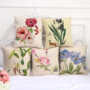 Ink Painting Flowers And Plants Peach Peel Printing Furniture Decoration Pillow Cover