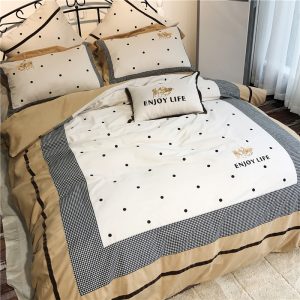 Pure Cotton Warm Velvet Brushed Simple Stitching Embroidery Plaid Thick Warm Bedding