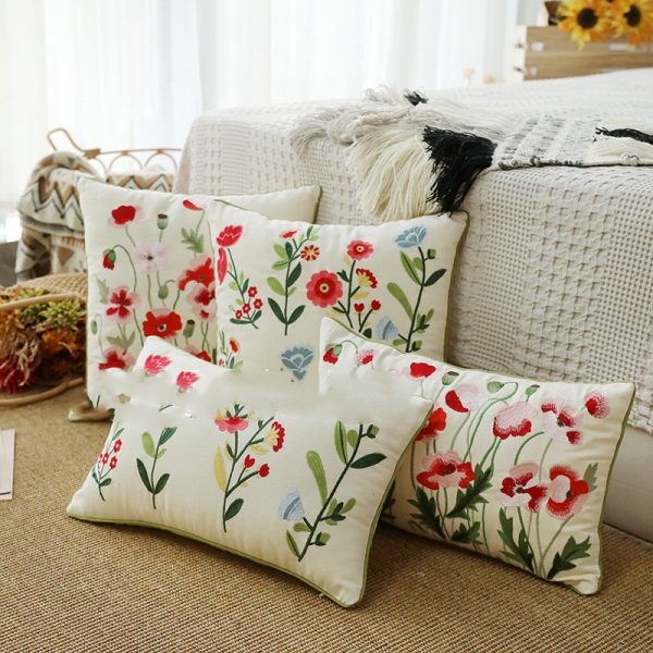 Home Embroidery Plants And Flowers Pillow - Image 3