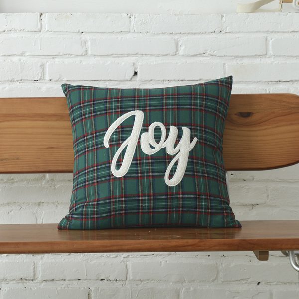 Polyester-cotton Canvas Christmas Green Plaid Pillow Cover - Image 29