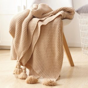 Nordic Tassel Knitted Blanket Office Nap Sofa Cover Bed End Towel