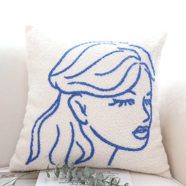 Home Fashion Blue Flower Embroidery Pillowcase - Image 5