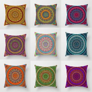 Ethnic style mandala pattern religious ceremony belief polyester pillowcase