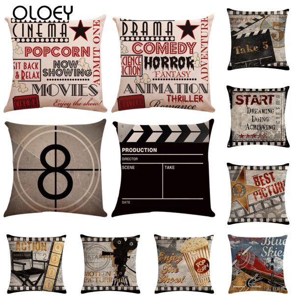 Home Retro Movie Subtitles Sofa Office Linen Pillowcase